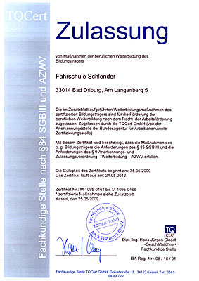 Zertifizierung nach §84 SGBIII
